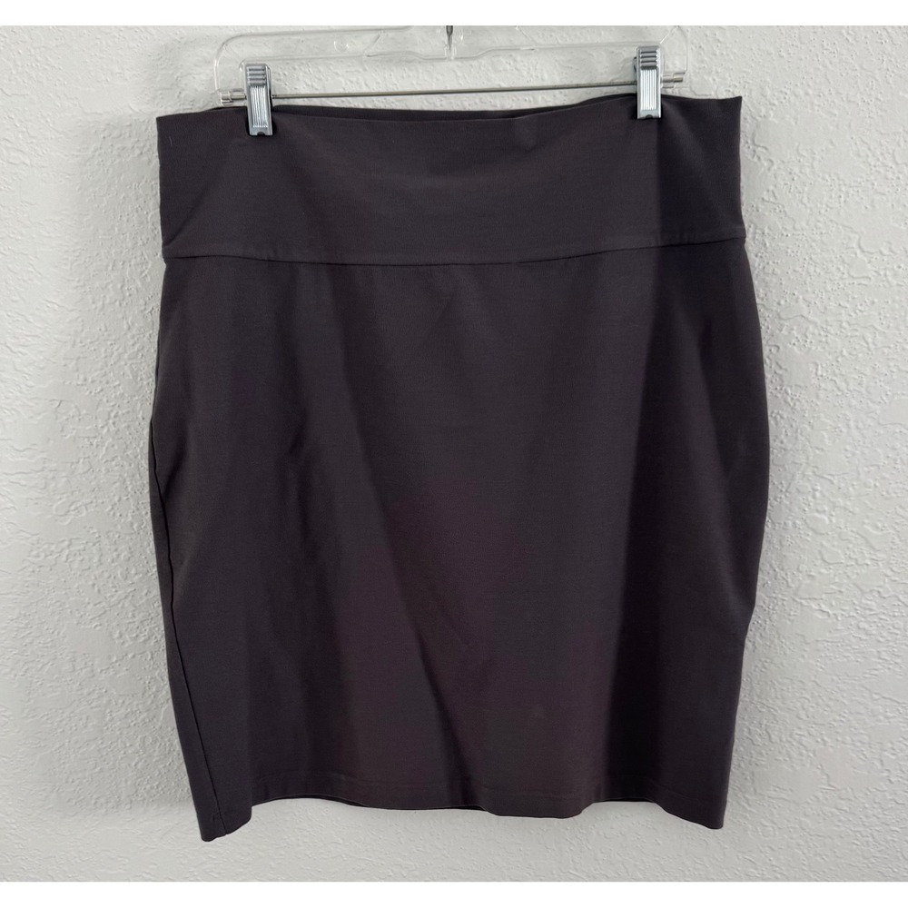 Eileen Fisher Pencil Skirt Slim Fit Stretch Crepe Pull-on Large Charcoal Grey